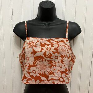 American Eagle Outfitters Floral Cropped Cami With Self Tie in Back, Size Large